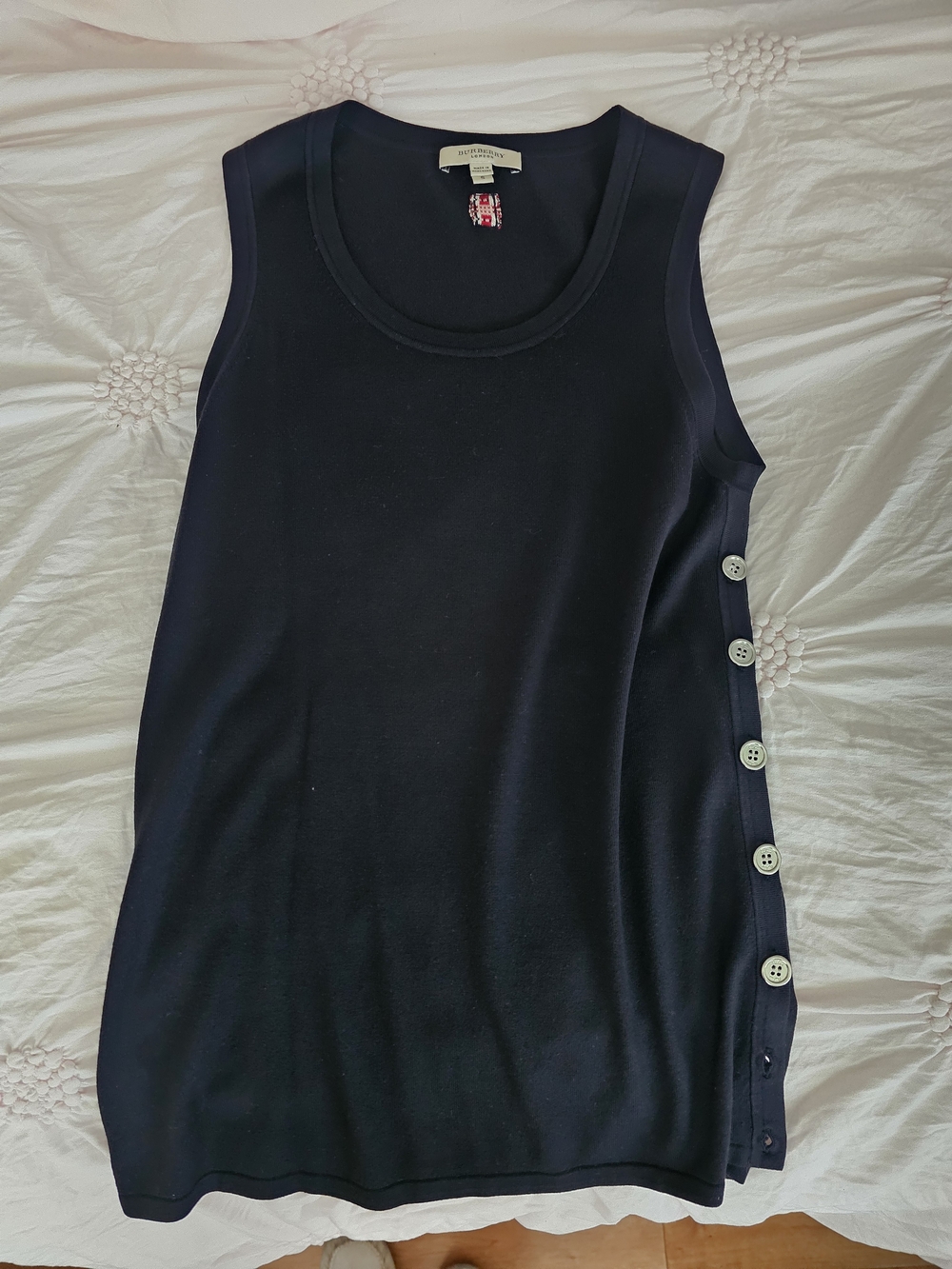 Burberry London Sleeveless Side-Button Silk- Blend Tank Top